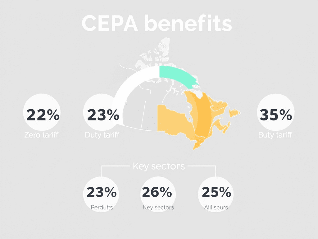 India-UAE CEPA agreement benefits showing tariff elimination and duty-free access for Indian exports